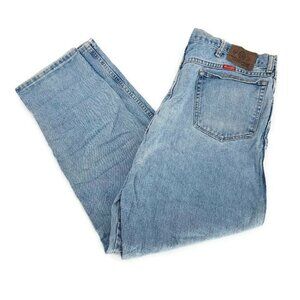 Wrangler Mens Classic Straight Jeans Blue 100% Cotton 5 Pocket Light Wash 38x32